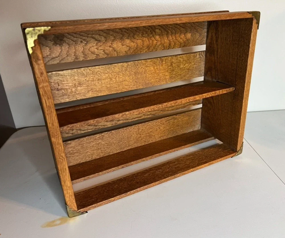 Vintage Cal Oak Wood Box Holder Storage Wall Display Knick Knack Shelf